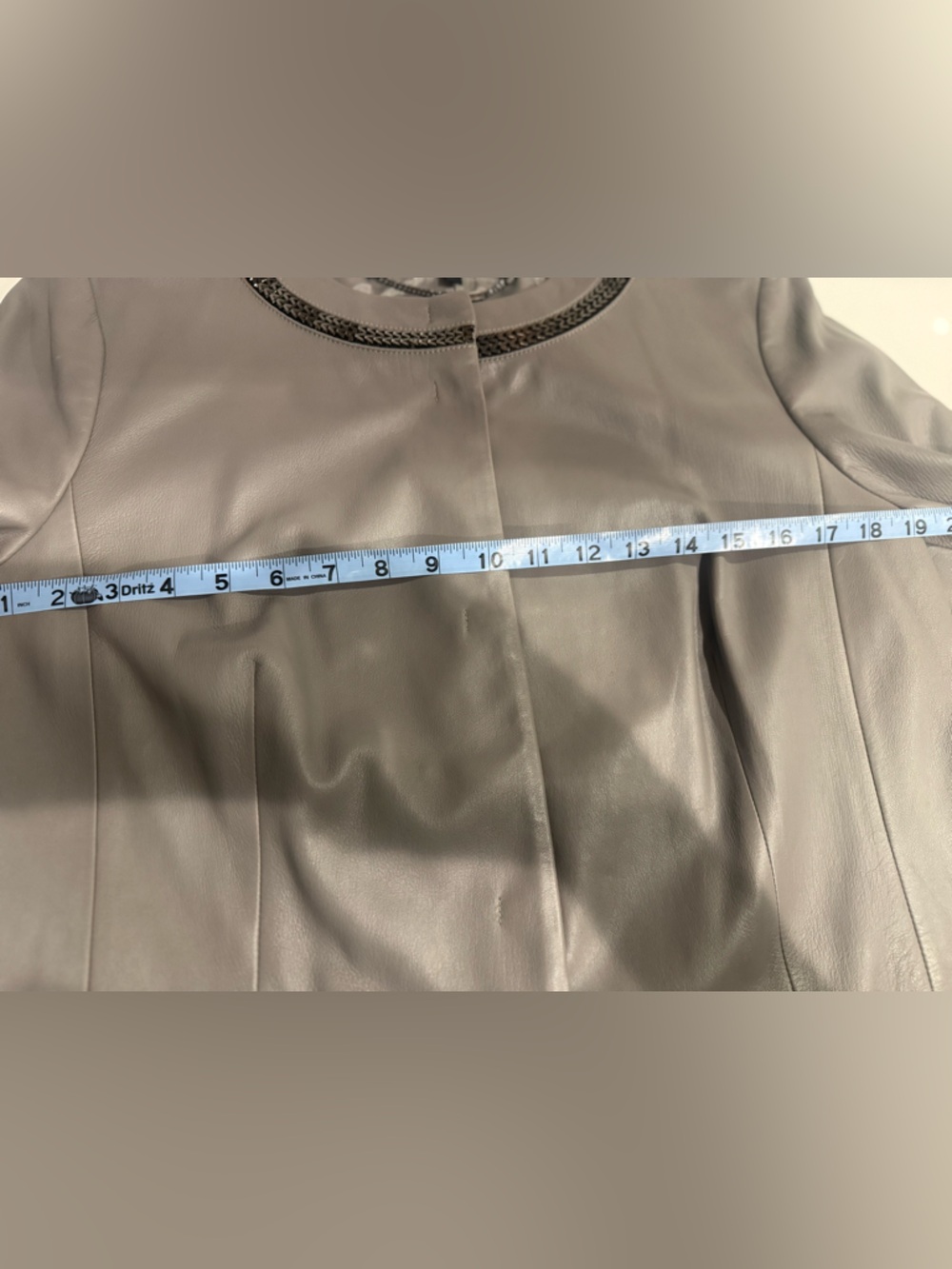Escada Grey Leather Jacket with Chain Detail - Sz 42 - Picture 11 of 12